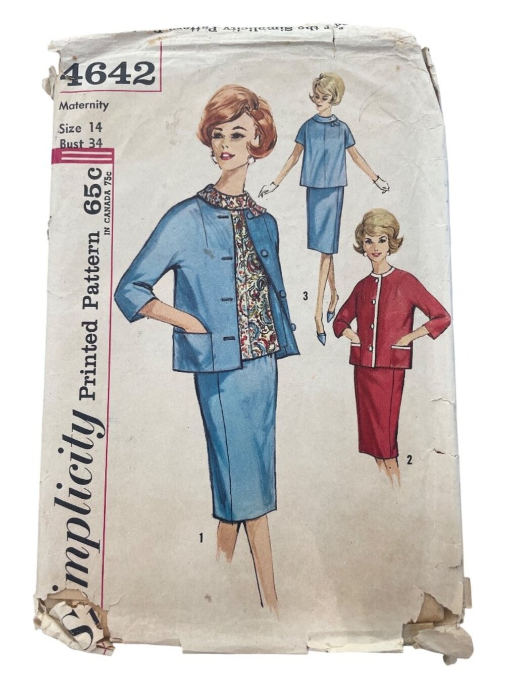 Vintage Simplicity 4642 Sewing Pattern Size 14 Maternity Blouse Skirt Jacket CUT